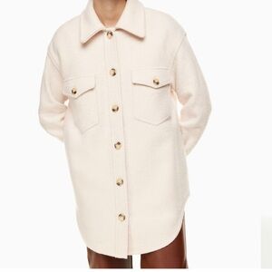 Cream Merino Wool Shirt Jacket